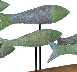 Decoratieve figuren Groen Natuurlijk Vissen 56 x 7 x 31 cm