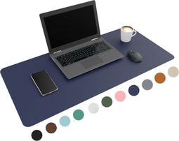 WURK Bureau Onderlegger - Professioneel Kunstleer - Muismat XXL met Kabel Clip - 120x60cm - Blauw