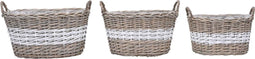 vidaXL - Plantenbakken - verhoogd - 3 - st - wicker - met - PE-voering