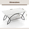 Coast Salontafel - Marmerlook - 2-Lagen Plank - Metalen Frame - 100 x 50 x 45 cm - Zwart/Wit