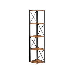 Vasagle Hoekplank met 5 Niveaus - Vintage Bruin/Zwart - 30 x 30 x 160 cm