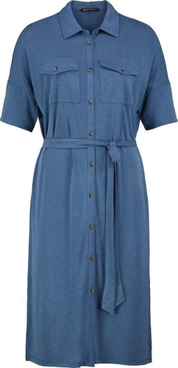 Eira - Zomerjurk - Korte mouwen met knoopsluiting - Blauw