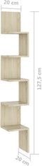 vidaXL - Hoekwandschap - 20x20x127,5 - cm - bewerkt - hout - sonoma - eikenkleurig