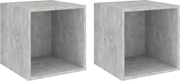 vidaXL - Wandkasten - 2 - st - 37x37x37 - cm - bewerkt - hout - betongrijs
