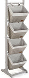 Badkamerschappen Versa Grijs 4 Manden Hout Katoen Rotan 35 x 125 x 35 cm