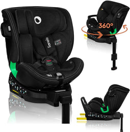 Lionelo Harmony - i-Size Autostoel 4in1 - 360° Draaibaar - ISOFIX + Steunpoot - RWF en FWF - Side Impact Guard - Bamboe hoes - Zwart