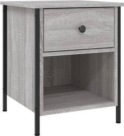 vidaXL - Nachtkastje - 40x42x50 - cm - bewerkt - hout - grijs - sonoma - eikenkleurig