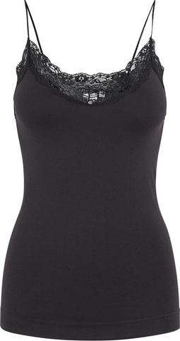 PIECES PCTOLOA SINGLET NOOS - Dames Onderhemd - Spaghettibandjes met kanten detail - Maat 36-38