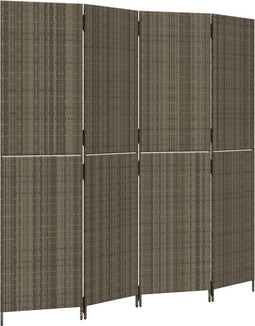 vidaXL - Kamerscherm - 4 - panelen - poly - rattan - grijs