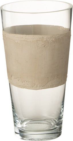J-Line vaas Delph - glas - transparant/beige - extra small - 25 cm hoog