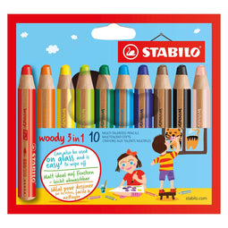 STABILO Woody 3 in 1 - Multi Talent Kleurpotlood - Etui Met 10 Kleuren
