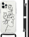 iMoshion Hoesje Geschikt voor iPhone 12 Pro / 12 Hoesje Met Koord - iMoshion Design Hoesje met Koord - Zwart / Transparant / Woman Flower