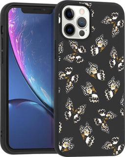 iMoshion Hoesje Geschikt voor iPhone 12 Pro / 12 Hoesje Siliconen - iMoshion Design hoesje - Wit / Zwart / Butterfly Black