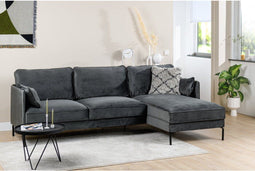Hoekbank Milan Rechts Velvet Donkergrijs - BY-OLAF - Comfort en Luxe