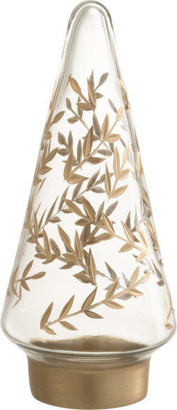 J-Line kerstdecoratie Boom Tarwe - glas - goud/transparant -small