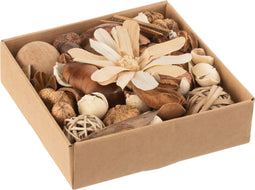 J-Line decoratie Potpourri Droogbloemen/noten - jute - bruin