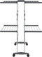 vidaXL - Droogrek - 2-laags - met - wieltjes - 60x70x106 - cm - zilverkleurig