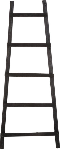 House of Seasons Ladderrek - H119 x L29 x B49 cm - Populierenhout - Zwart