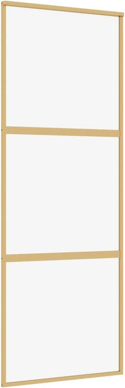 vidaXL - Schuifdeur - 76x205 - cm - helder - ESG-glas - en - aluminium - goudkleurig