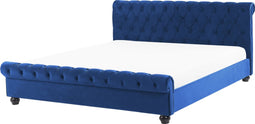 Beliani AVALLON - Waterbed - Blauw - Fluweel