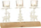 J-Line kaarshouder - theelichthouder 3 Rendier + Kerstboom - hout/metaal - wit
