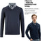 Milanoro Herenpullover - Overhemdkraag - Navy - L