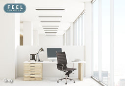 Feel Furniture - Luxe design bureaustoel van 100% rundleer - Hoge rugleuning - Donker grijs