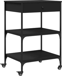 vidaXL - Keukentrolley - 60x48x89,5 - cm - bewerkt - hout - zwart