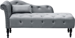 IVRY - Chaise longue - Grijs - Linkerzijde - Fluweel