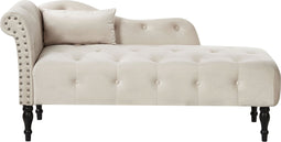 IVRY - Chaise longue - Lichtbeige - Linkerzijde - Fluweel