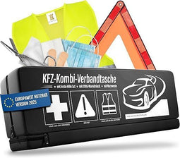 Heldenwerk 3-in-1 Auto EHBO-Set (2026) - Verbanddoos - Gevarendriehoek & Veiligheidsvest (EU-conform)