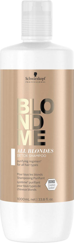 Schwarzkopf BlondMe All Blondes Detox Shampoo - 1000 ml- Zilvershampoo - Voor Blondines -