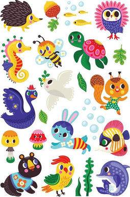 Petit Monkey Tattoos woodland friends en we are family - Set van 2 - Dieren - Plaktattoo - 4 Vellen - Tijdelijke tattoos kinderen