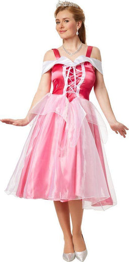 Dressforfun Kostuum prinses Aurora XXL - Verkleedkleding - Satijnen jurk met tule-overrok - Rosé