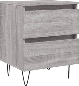 vidaXL - Nachtkastje - 40x35x50 - cm - bewerkt - hout - grijs - sonoma - eikenkleurig