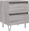 vidaXL - Nachtkastje - 40x35x50 - cm - bewerkt - hout - grijs - sonoma - eikenkleurig