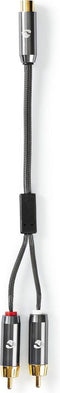 Nedis Subwoofer-Kabel - 2x RCA Male - RCA Female - Verguld - 0.20 m - Rond - 4.5 mm - Antraciet / Gun Metal Grijs - Cover Window Box