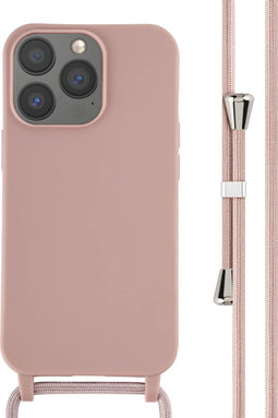iMoshion Hoesje Geschikt voor iPhone 13 Pro Hoesje Met Koord - iMoshion Siliconen hoesje met koord - roze