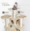 tectake® XXL Luxe Kattenkrabpaal - 186 cm - 2 kattenhuisjes 4 speelmuizen - Beige