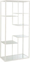 J-Line rek 5 legplanken - metaal/glas - wit