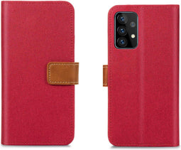 iMoshion Hoesje Geschikt voor Samsung Galaxy A72 Hoesje Met Pasjeshouder - iMoshion Luxe Canvas Bookcase - Rood