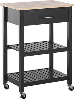 Beliani HIUMA - Keukentrolley - Zwart - Rubberhout
