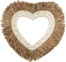 Het Raffia Schelp Hart - Naturel Wit - L