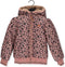 Nono Bella - Meisjes Jas - Waterafstotend met capuchon - Vintage roze luipaardprint - Maat 134/140