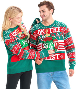 Grappige Kersttrui Heren Groen One Size met Pailletten