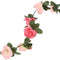 Kerstslingers met bloemen 6 st 240 cm rozé
