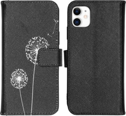 iMoshion Hoesje Geschikt voor iPhone 11 Hoesje Met Pasjeshouder - iMoshion Design Softcase Bookcase - Wit / Zwart / Dandelion