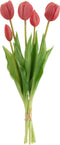 J-Line boeket Tulpen - kunststof - roze - medium - 5 stuks