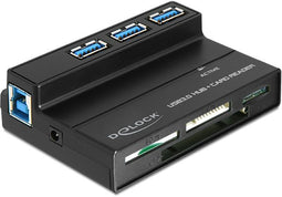 Delock USB 3.0 - Geheugenkaartlezer All in 1 + 3 Port USB 3.0 Hub - Zwart
