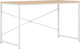 vidaXL - Computerbureau - 120x60x70 - cm - wit - en - eikenkleurig